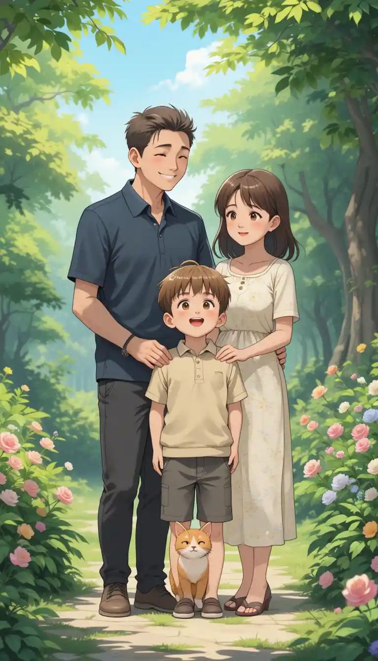 Hình ảnh chibi gia đình - đơn giản