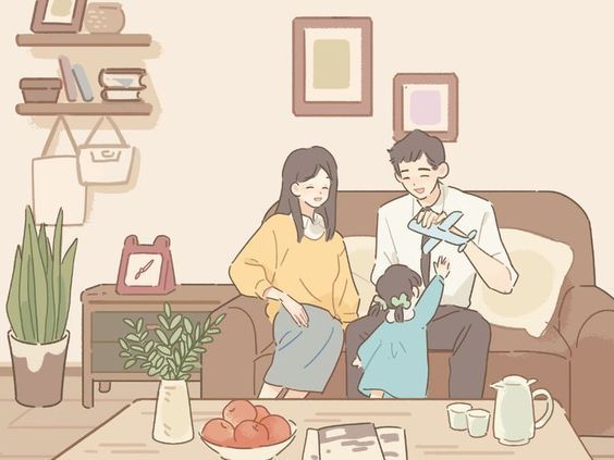 Hình ảnh chibi gia đình - Giây phút đáng quý 