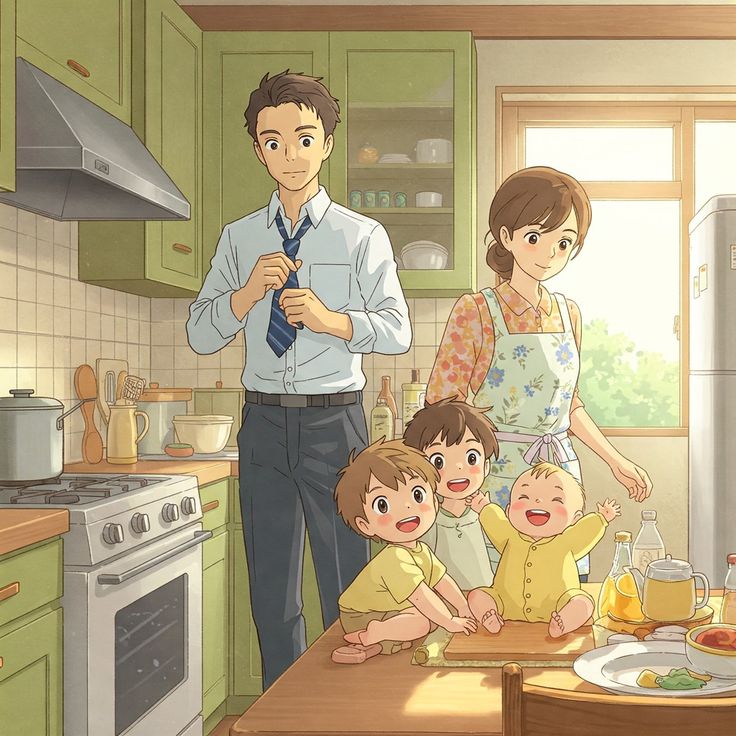Hình ảnh chibi gia đình - hạnh phúc