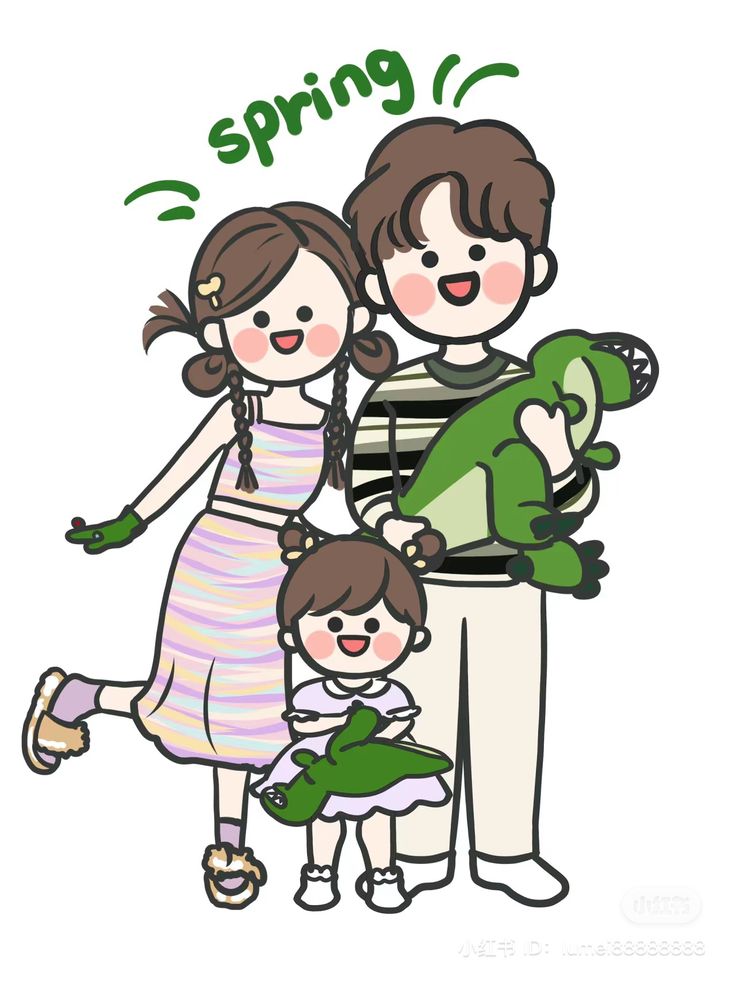 Hình ảnh chibi gia đình - Gia đình khủng long