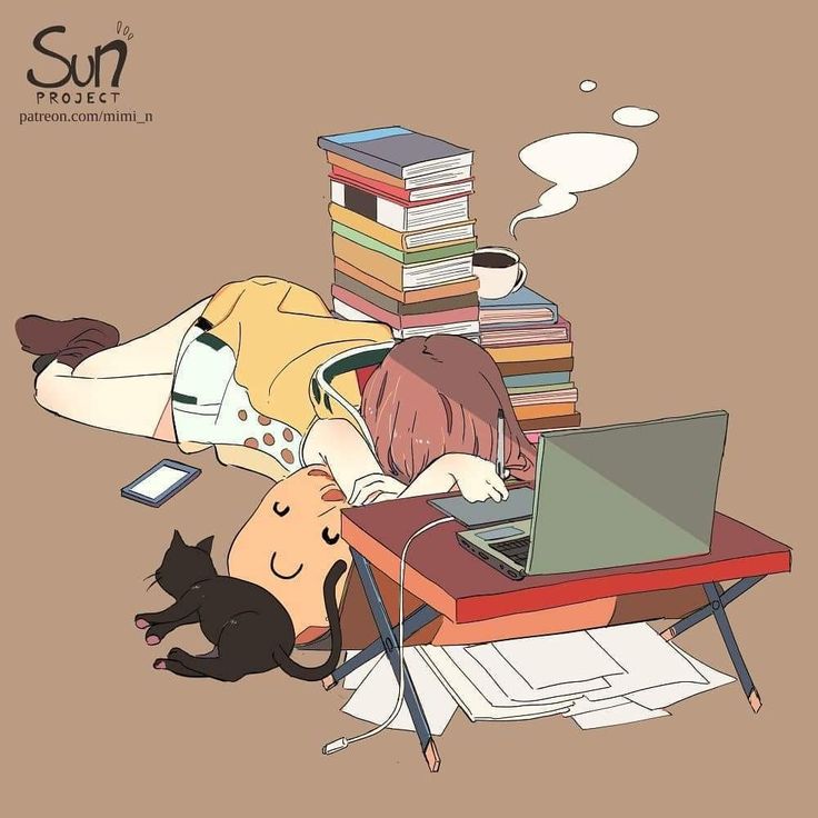Hình ảnh chibi mệt mỏi cute - học bài