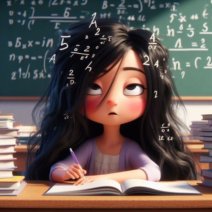 Hình ảnh chibi mệt mỏi cute - học toán