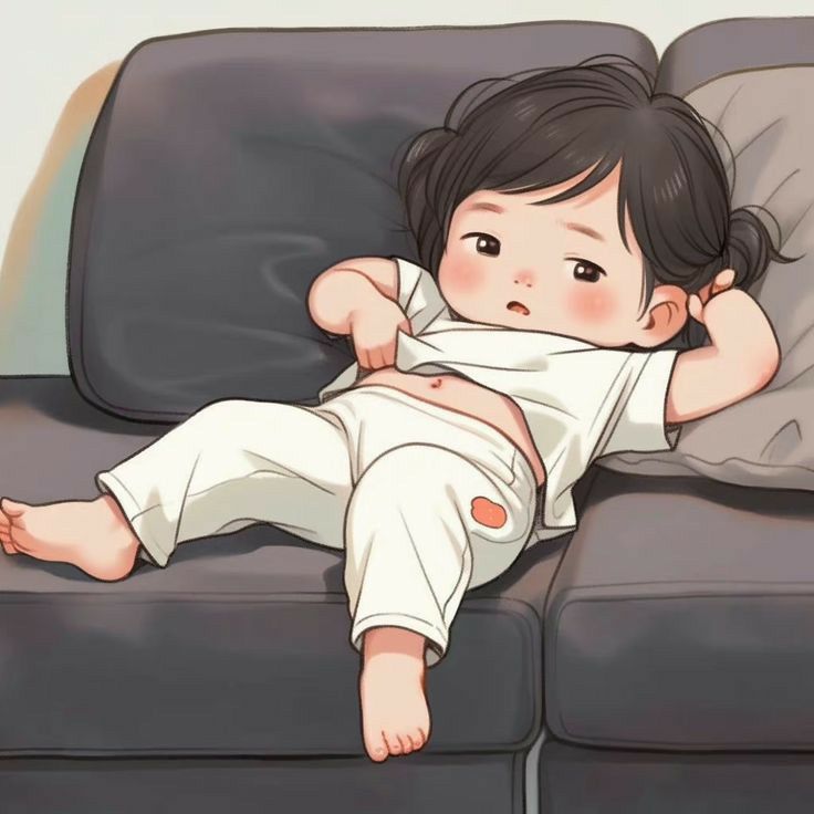 Hình ảnh chibi mệt mỏi cute - Nằm ghế sofa