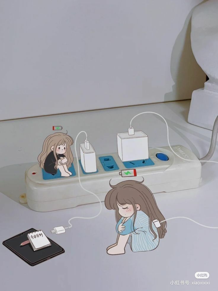 Hình ảnh chibi mệt mỏi cute - sạc năng lương