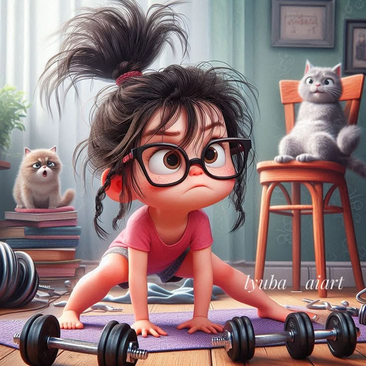 Hình ảnh chibi mệt mỏi cute - tập thể dục