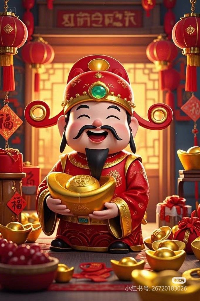 Hình ảnh chibi thần tài siêu đáng yêu - Cầm thỏi vàng 