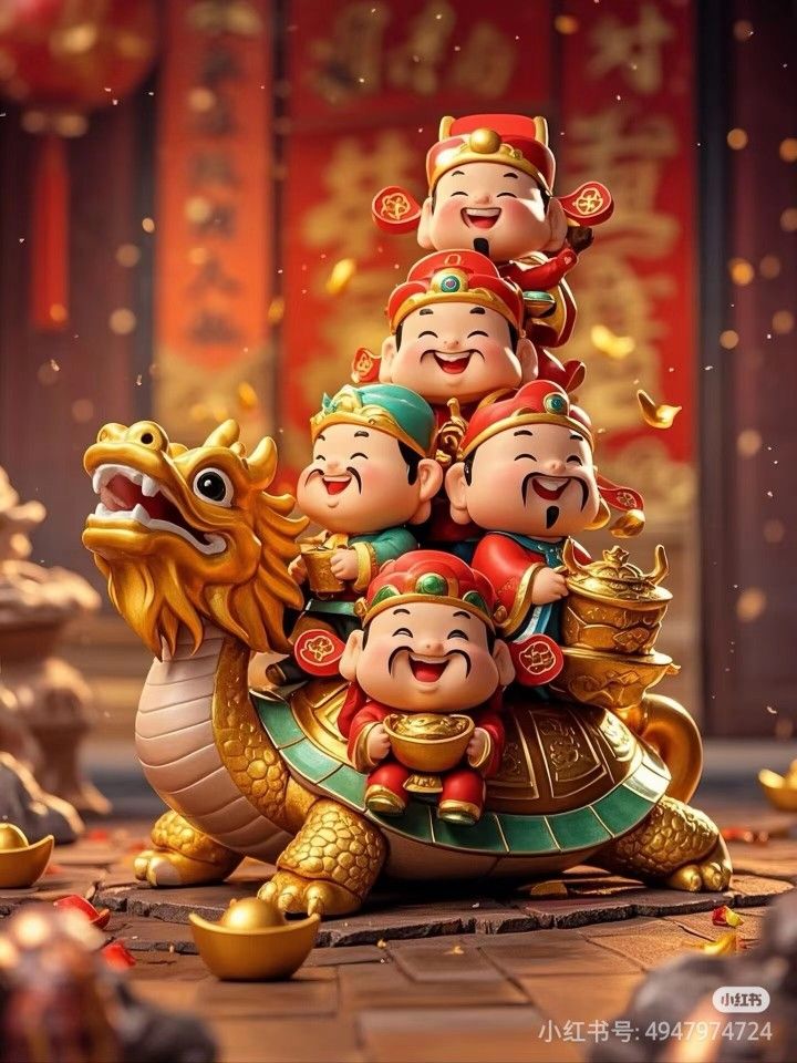Hình ảnh chibi thần tài siêu đáng yêu - Cưỡi rùa vàng 