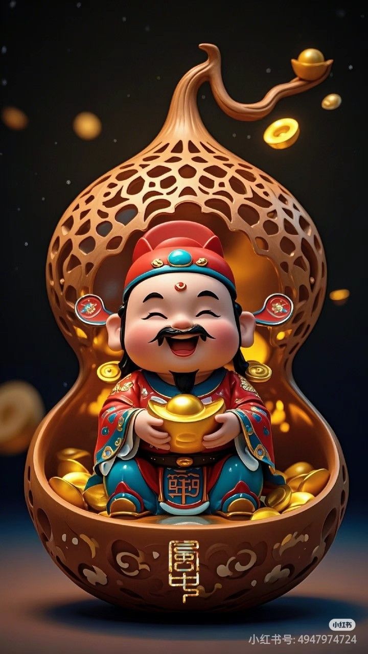 Hình ảnh chibi thần tài siêu đáng yêu - hồ lô vàng 