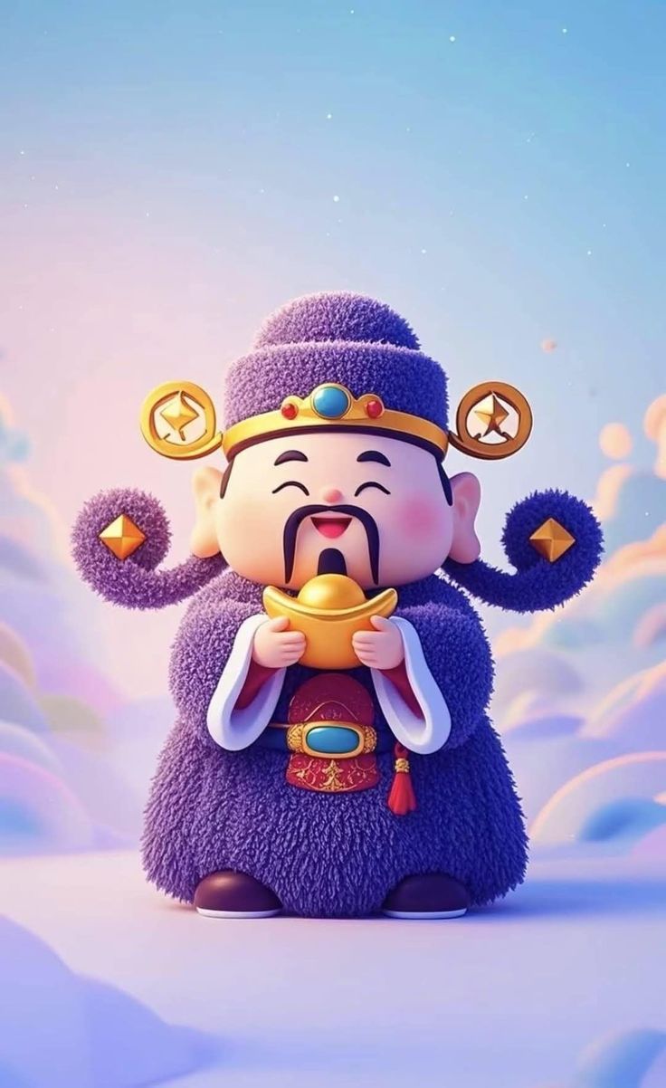 Hình ảnh chibi thần tài siêu đáng yêu - Mặc áo tím 