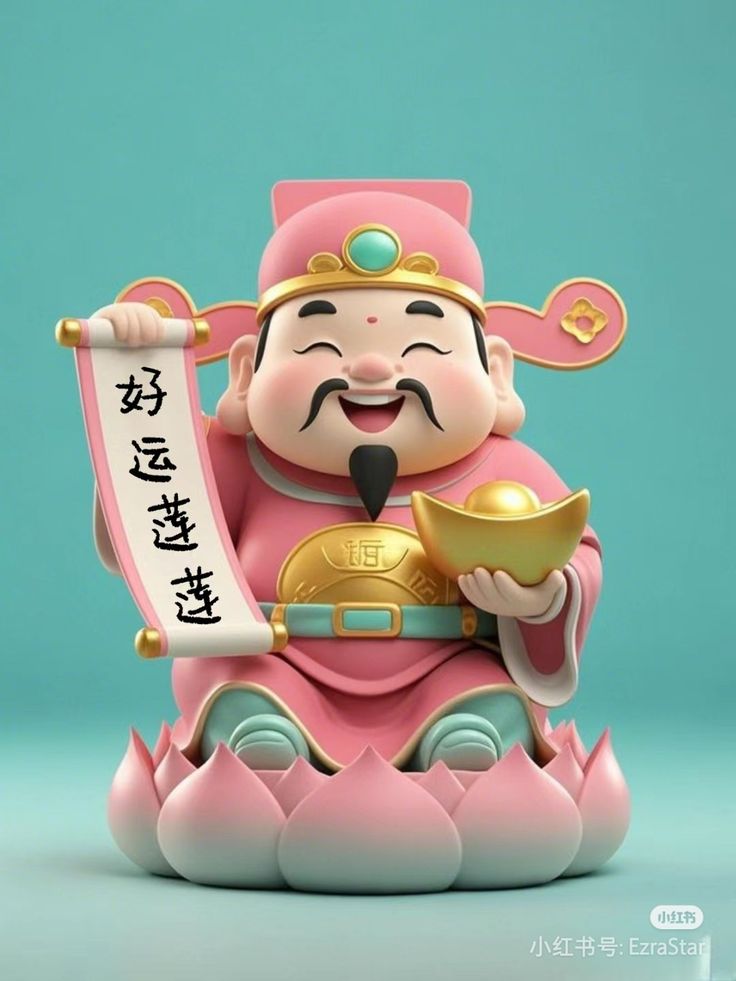 Hình ảnh chibi thần tài siêu đáng yêu - Ngồi trên hoa sen 