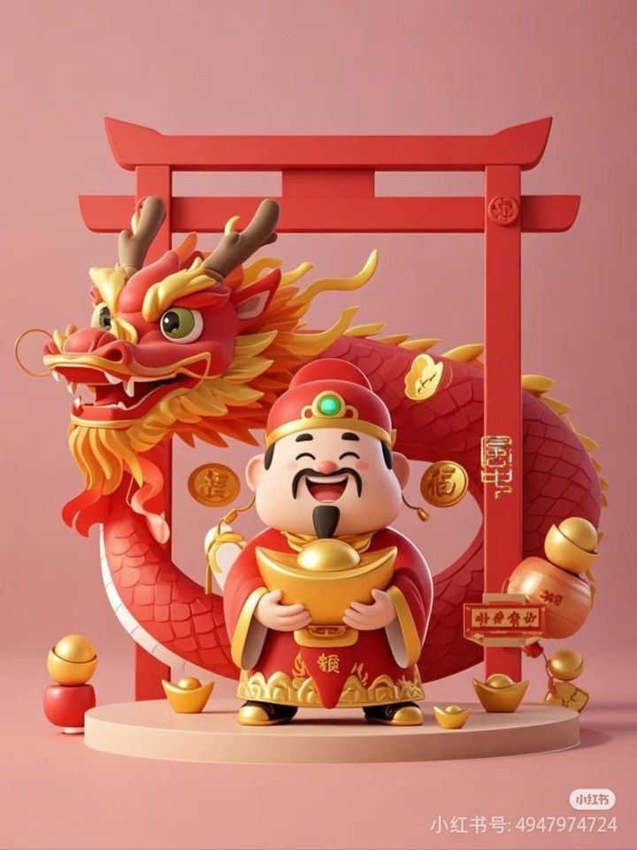Hình ảnh chibi thần tài siêu đáng yêu - rồng đỏ 
