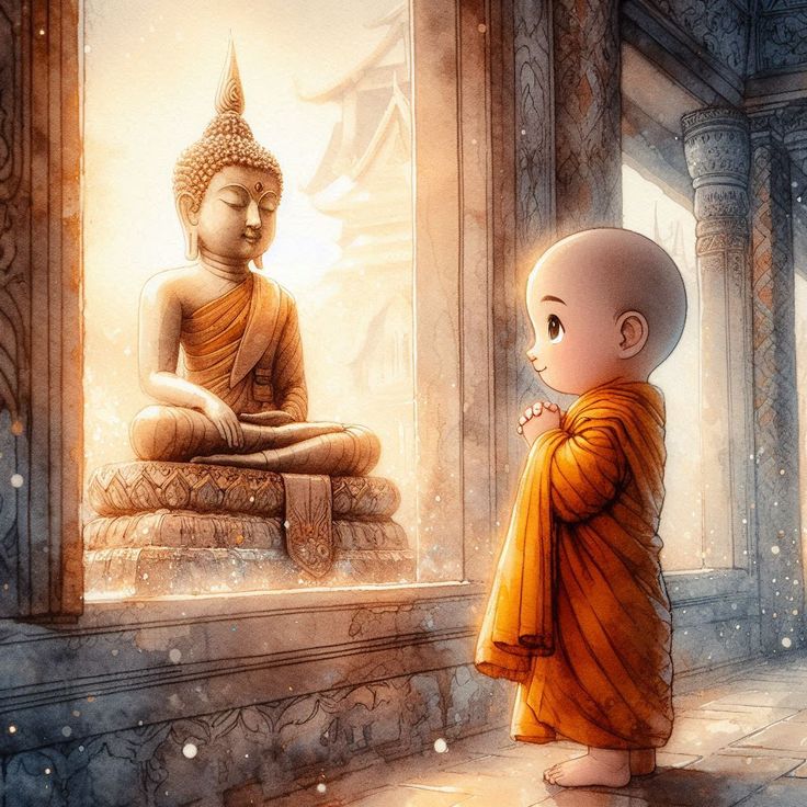 Hình ảnh chú tiểu chibi - Cầu nguyện