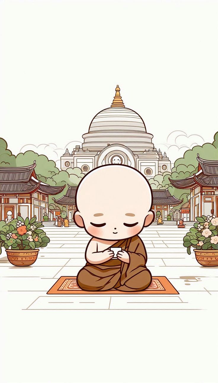 Hình ảnh chú tiểu chibi - Cúi lạy