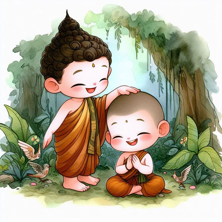Hình ảnh chú tiểu chibi - Được xoa đầu