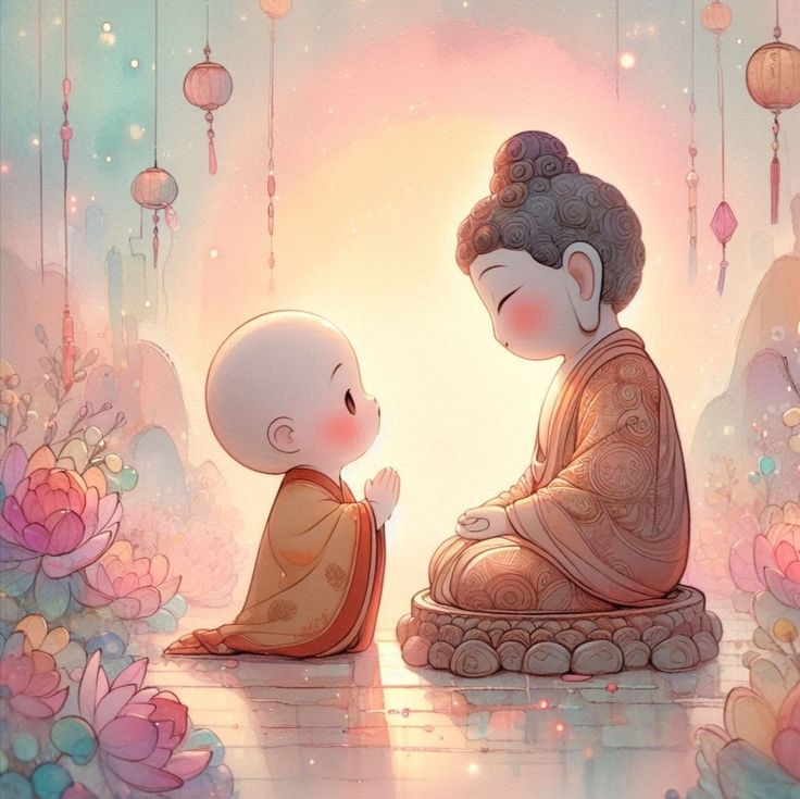 Hình ảnh chú tiểu chibi - Và phật tổ