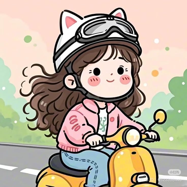 Hình ảnh cô gái chibi cute - Chạy xe 