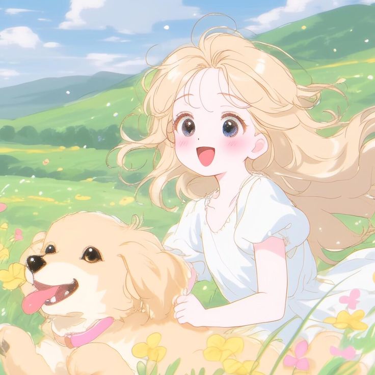 Hình ảnh cô gái chibi cute - chơi đùa cùng thú cưng 