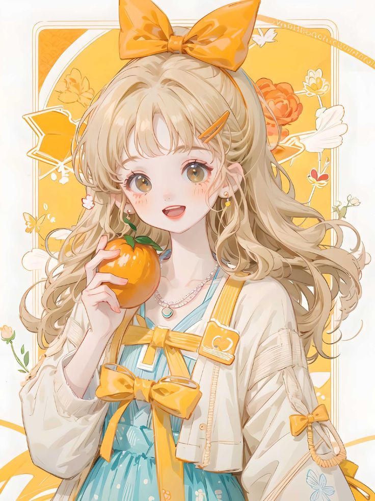 Hình ảnh cô gái chibi cute - Cùng màu vàng yêu thích 