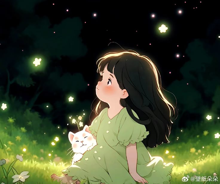Hình ảnh cô gái chibi cute - khu rừng đom đóm