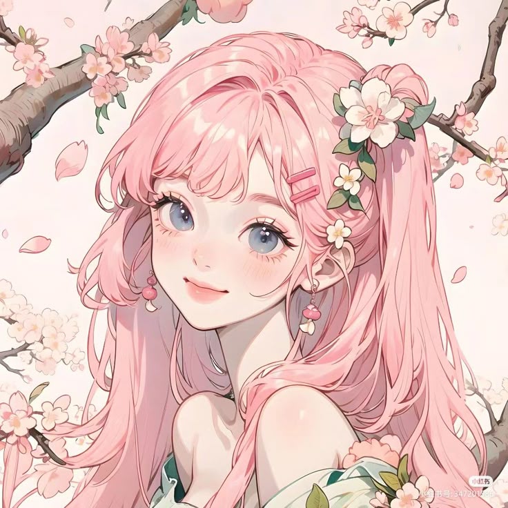 Hình ảnh cô gái chibi cute - mùa hoa anh đào 