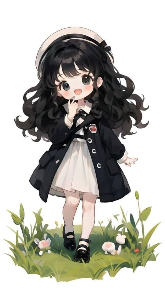 Hình ảnh cô gái chibi cute - tóc đen 