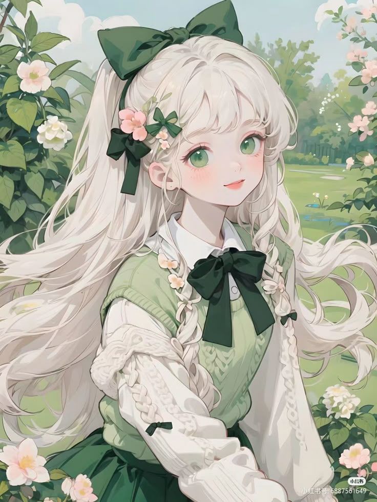 Hình ảnh cô gái chibi cute - tóc trắng 
