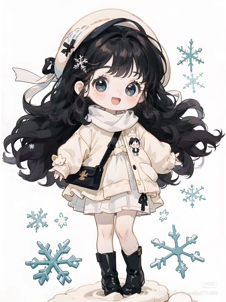 Hình ảnh cô gái chibi cute - trang phục mùa đông 