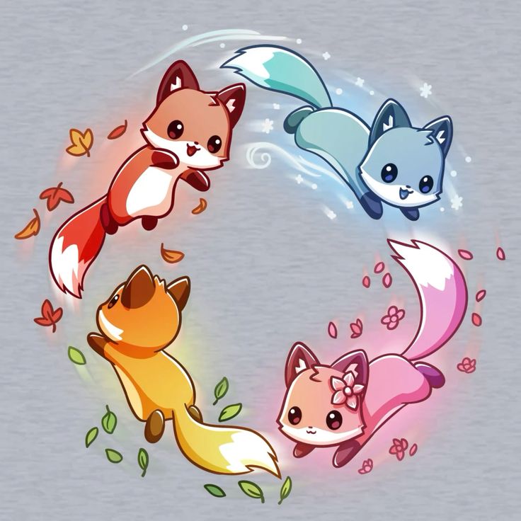 Hình ảnh con cáo chibi cute - Bốn mùa