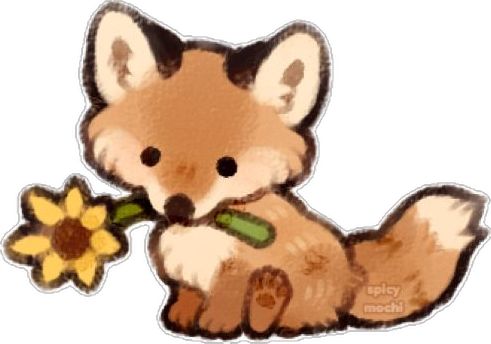 Hình ảnh con cáo chibi cute - bông hoa