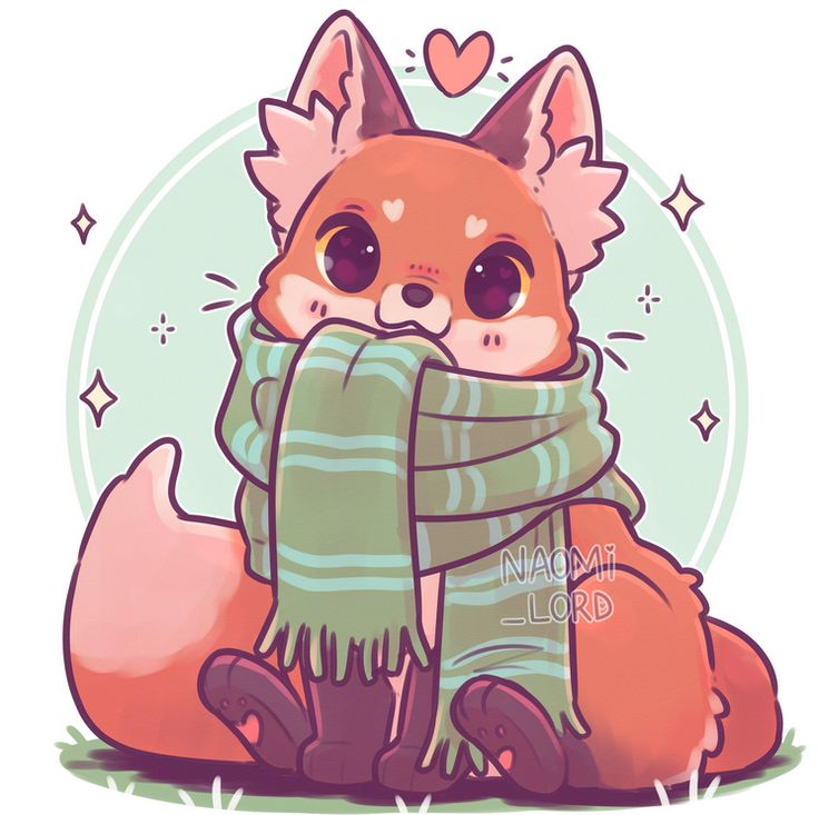 Hình ảnh con cáo chibi cute - choàng khăn