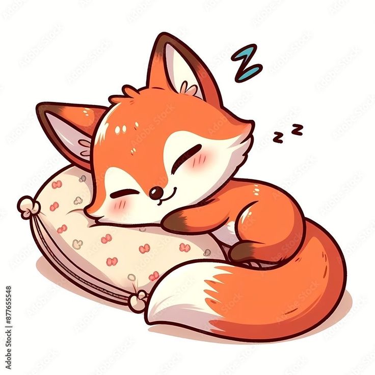Hình ảnh con cáo chibi cute - đi ngủ