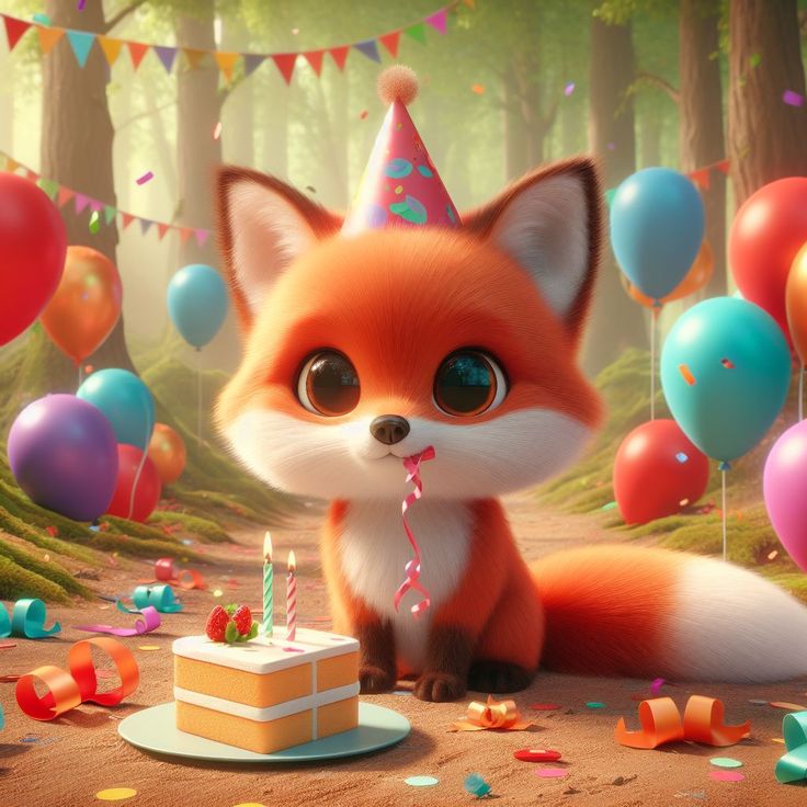 Hình ảnh con cáo chibi cute - đón sinh nhật