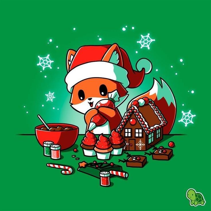 Hình ảnh con cáo chibi cute - làm bánh giáng sinh