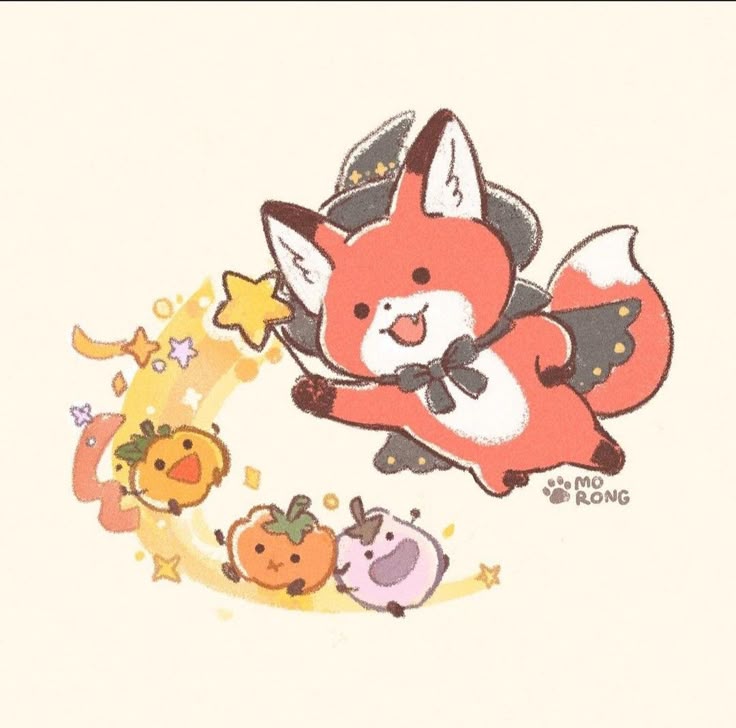 Hình ảnh con cáo chibi cute - phù thủy