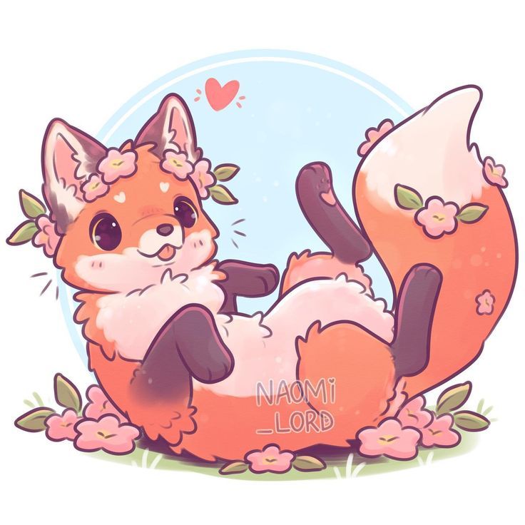 Hình ảnh con cáo chibi cute - rừng hoa