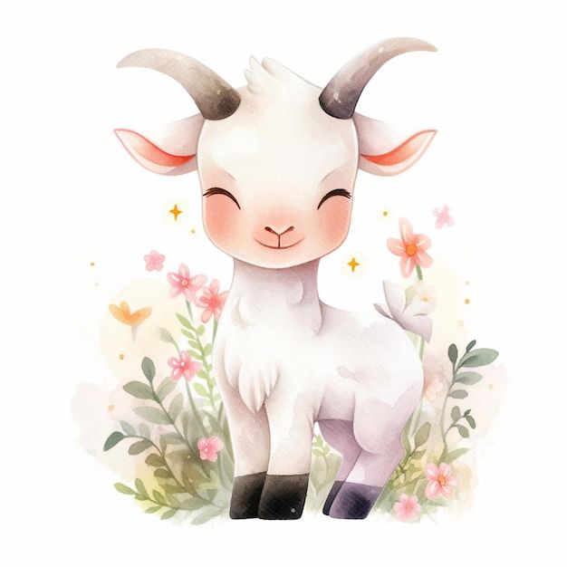 Hình ảnh con dê chibi - cười tươi