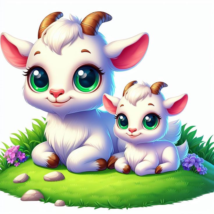 Hình ảnh con dê chibi - dê mẹ và con