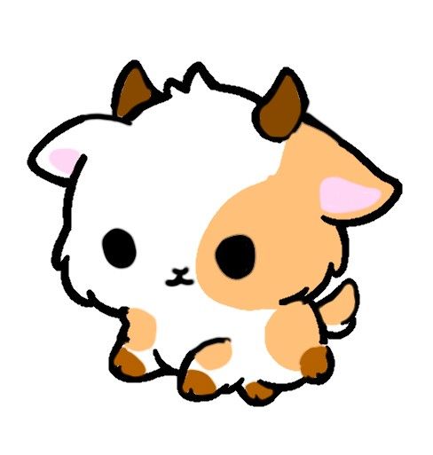 Hình ảnh con dê chibi - hai màu