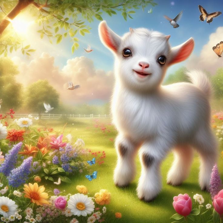 Hình ảnh con dê chibi - hòa mình với thiên nhiên