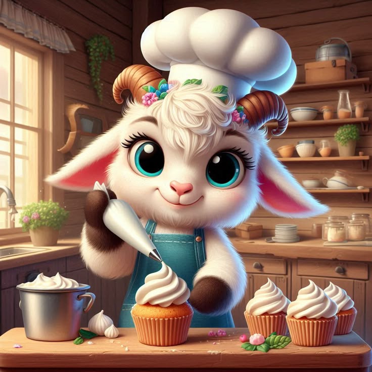 Hình ảnh con dê chibi - làm bánh
