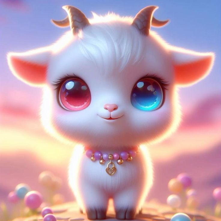 Hình ảnh con dê chibi - mắt hai màu