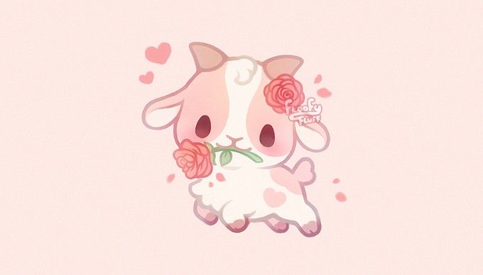 Hình ảnh con dê chibi - màu hồng