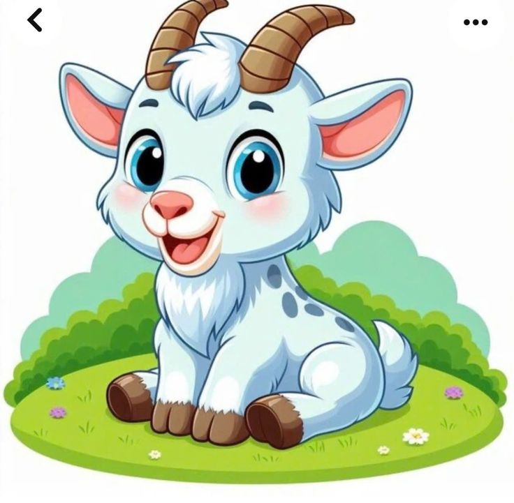 Hình ảnh con dê chibi - màu xanh