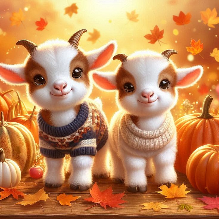 Hình ảnh con dê chibi - mùa thu