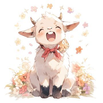 Hình ảnh con dê chibi - vui vẻ