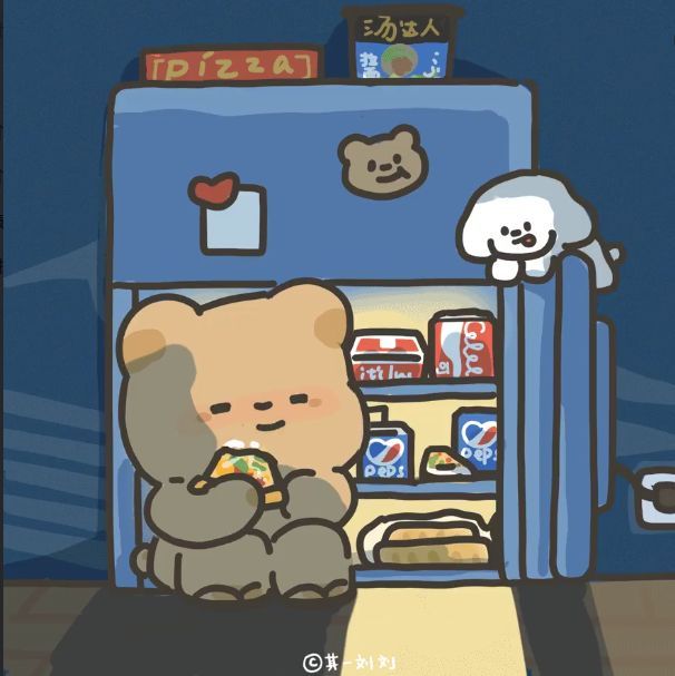 Hình ảnh gấu chibi cute - ăn đêm