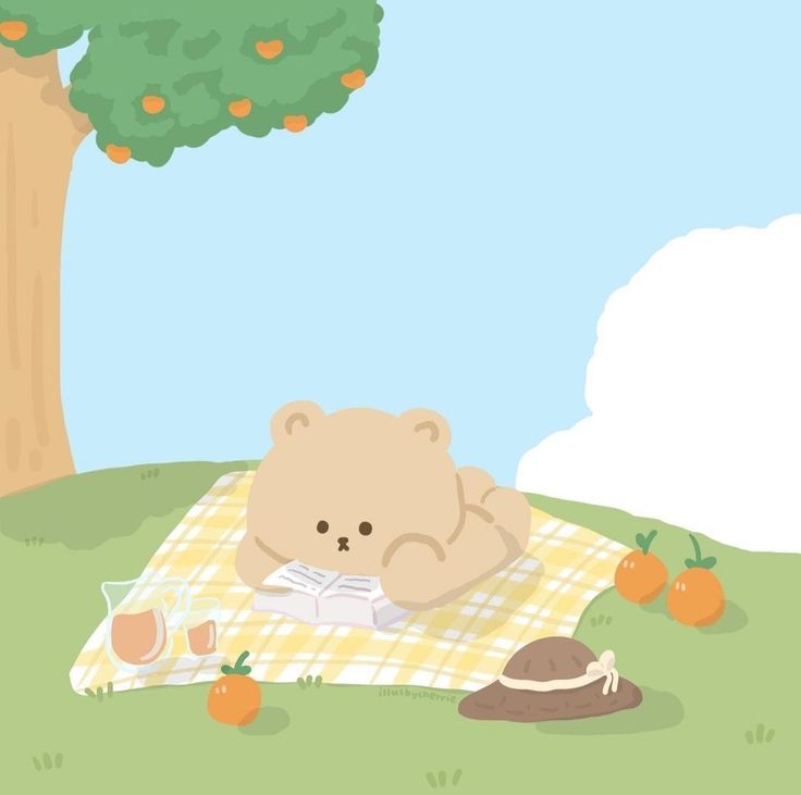 Hình ảnh gấu chibi cute - cắm trại