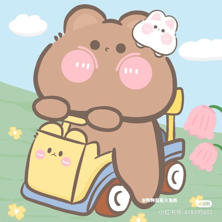 Hình ảnh gấu chibi cute - chạy xe