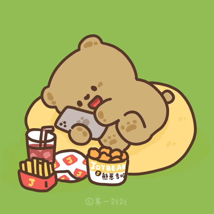 Hình ảnh gấu chibi cute - chơi điện thoại