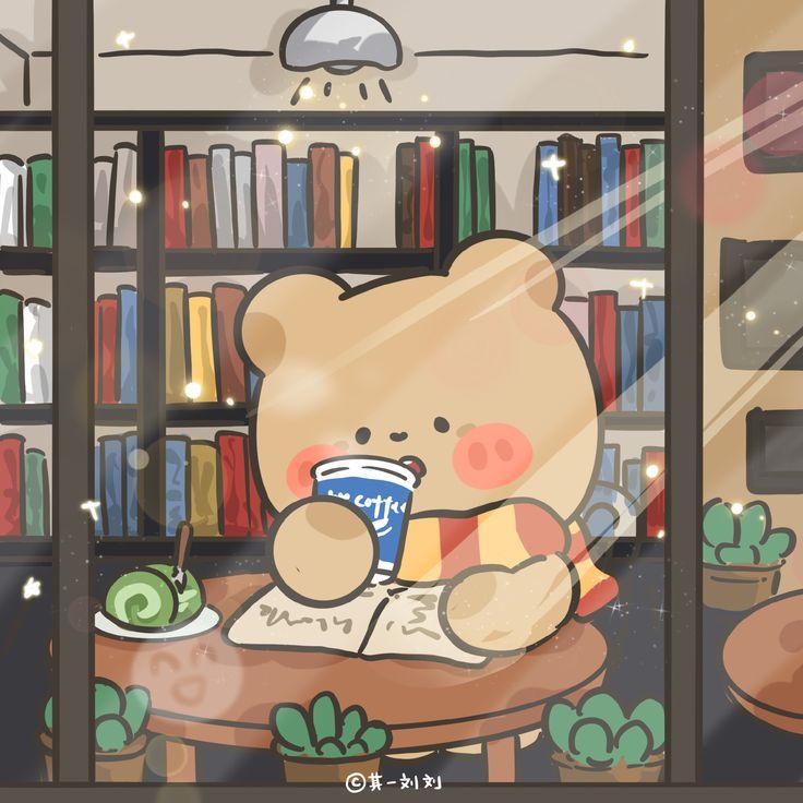 Hình ảnh gấu chibi cute - đọc sách